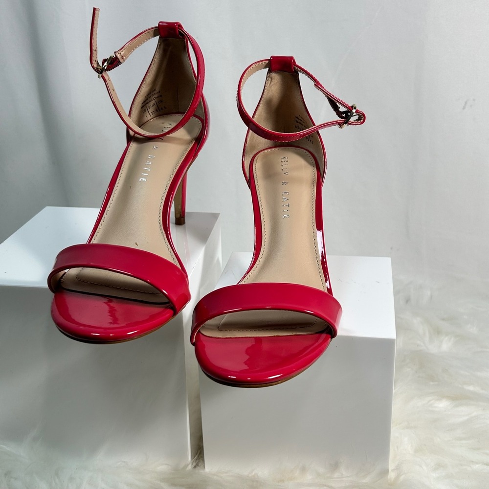 Kelly & Katie Kirstie Women's Red Patent Ankle Strap Stiletto Heels Size 7